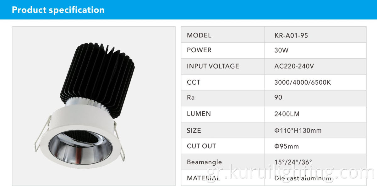 35W enced die-χυτή αλουμίνιο LED στρογγυλό ξενοδοχείο κάτω από το φως του φωτός